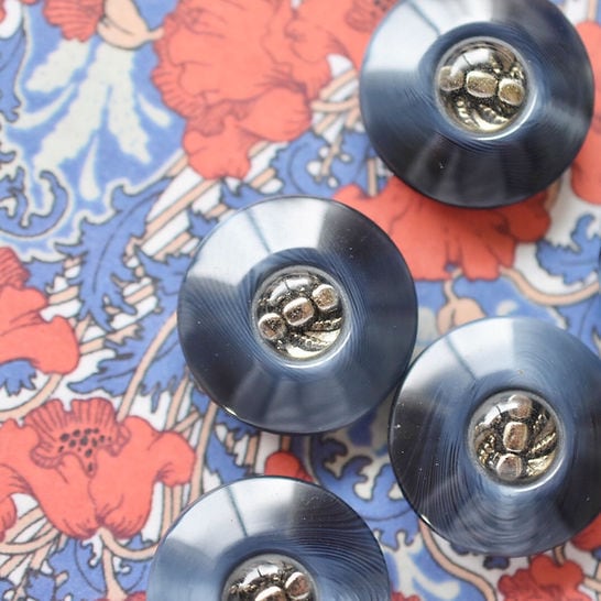 シルバースクエアバー×ネイビーマーブル 23㎜