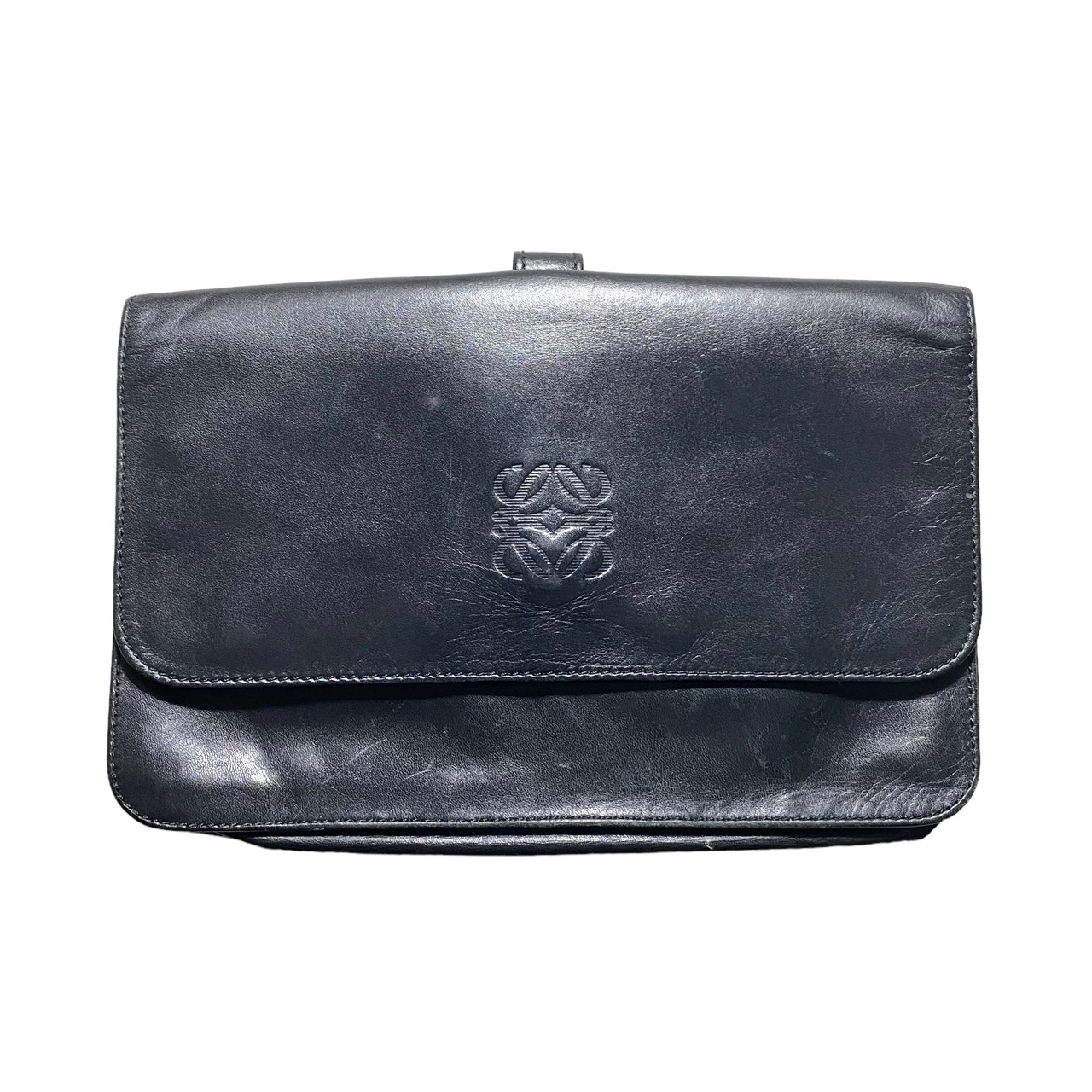 vintage LOEWE black leather clutch bag