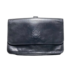 vintage LOEWE black leather clutch bag