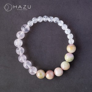 重なり合う花咲くブレス［ウォーターメロントルマリン／ローズクォーツ／クラック水晶］