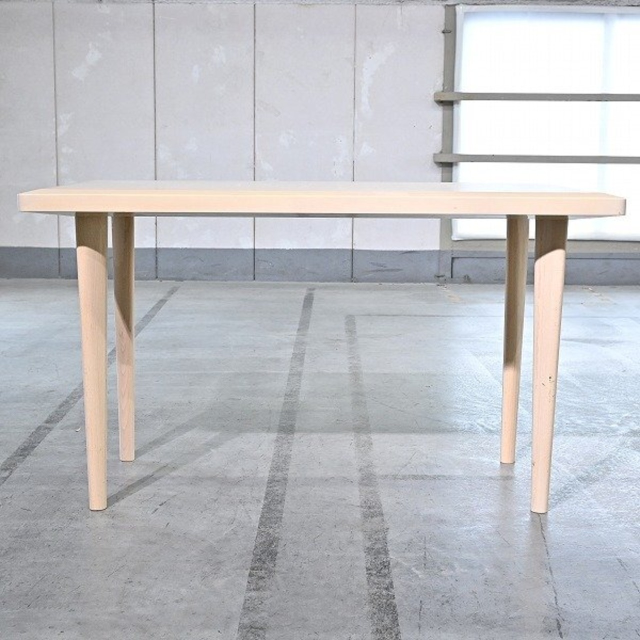 レザートップ ダイニングテーブル C ビーチ材 革 デスク ダイニング リビング 机 モダン 作業【 中古家具/中古インテリア/USED家具ユーズド家具/リサイクル】