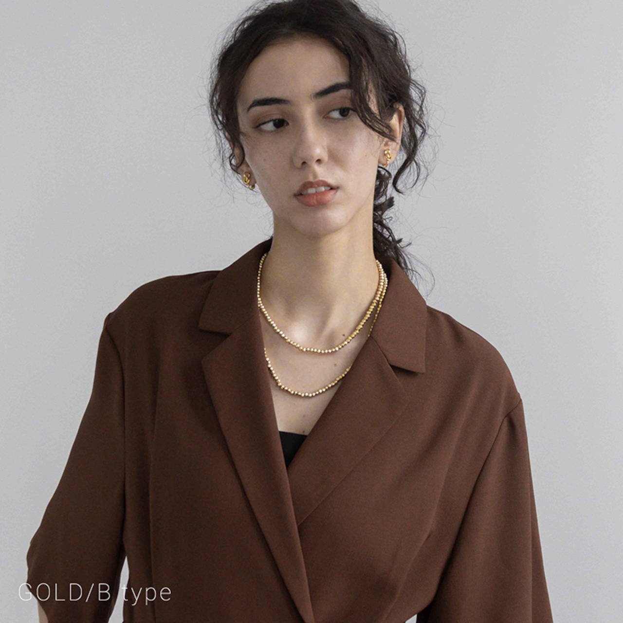 【ネコポス便】ネックレス 選べる2タイプ ビーズロングネックレス 丸 角 マット 合金 丸型 角型 大人 カジュアル シンプル 2517