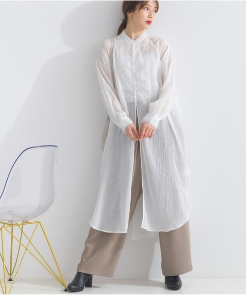 275001 フラッフィーガーゼシャツワンピース offwhite | OandI