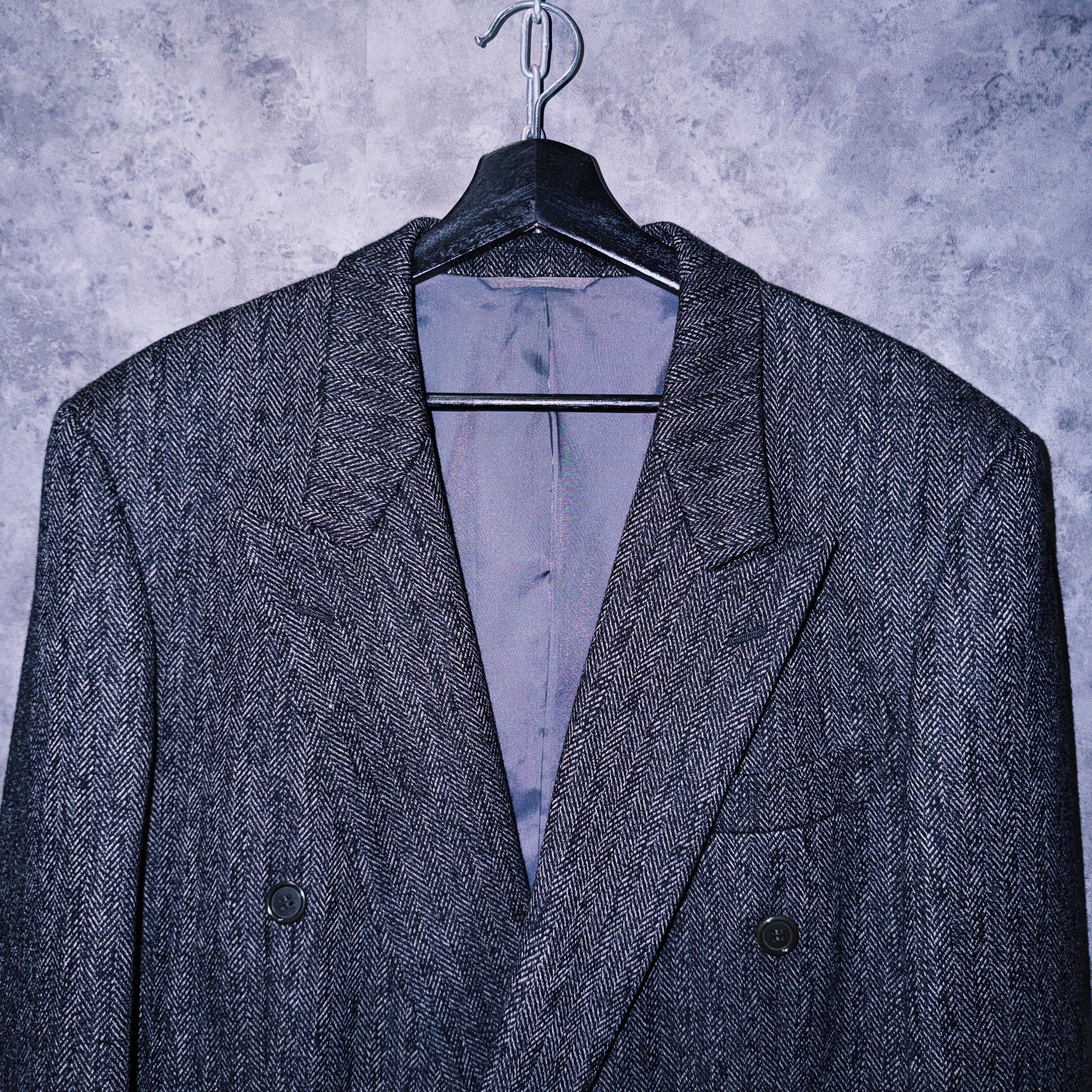 doppio】90's vintage grey color six botão double breasted set up