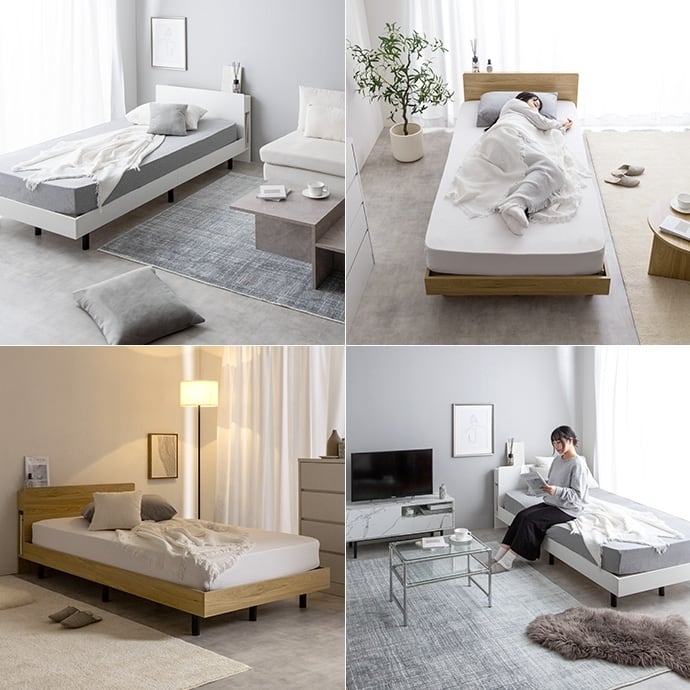 すのこベッド シングル コンセント ブックシェルフ 宮付き ポケット