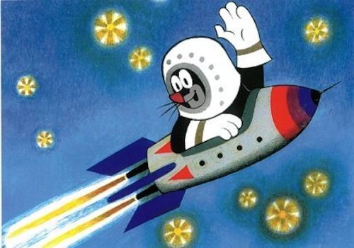 クルテク　『ロケット』　宇宙　夜空　ポストカード　チェコアニメ