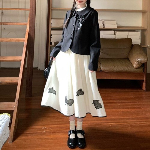 ウサギデザインパイピングワンピ ・79093