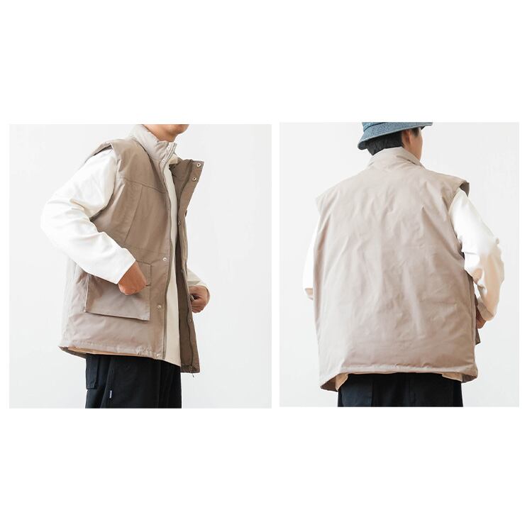 ★RETRO LARGE POCKET STAND COLLAR VEST　　　12308