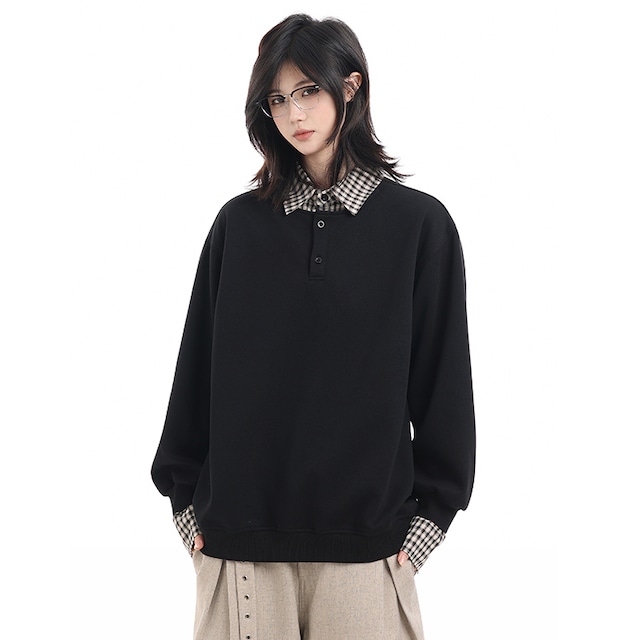 【NCLLWシリーズ】★POLOシャツ★ 3color トップス 長袖 ユニセックス メンズ チェック柄 カジュアル