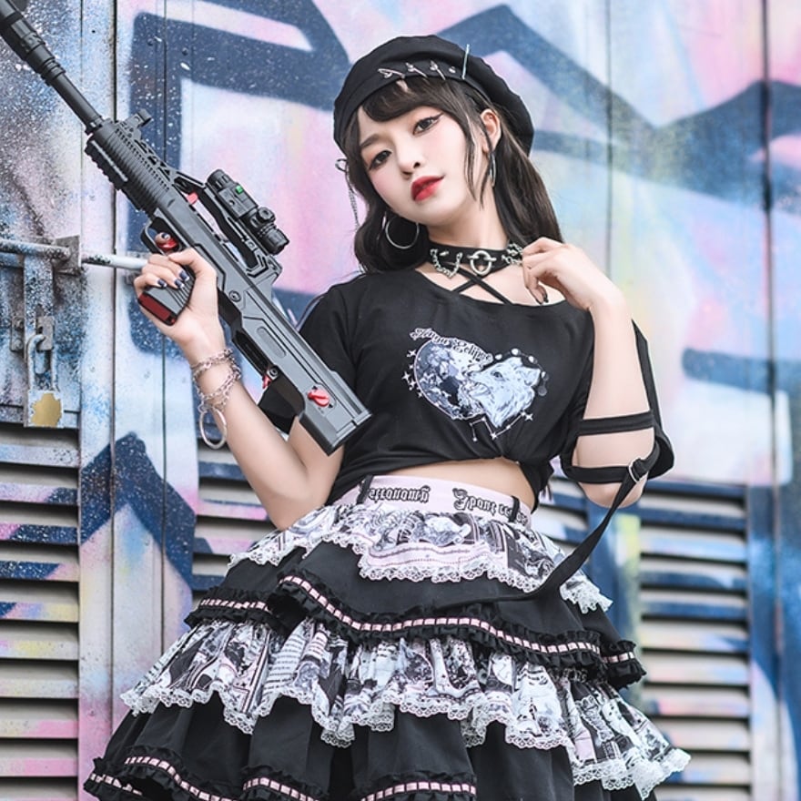 レア　アルゴンキン　コルセット付き　ミニスカート　パンク　ゴスロリ　y2k ko-6507_0.jpg