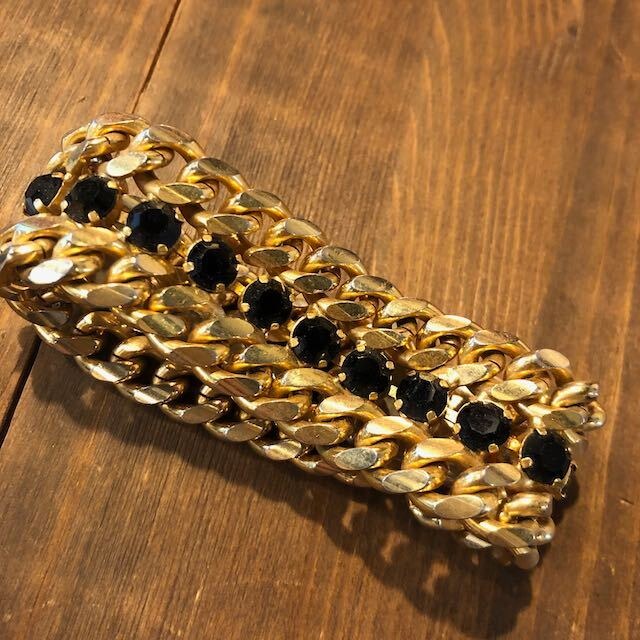 Vintage Chain bracelet ヴィンテージ　ゴールド×ブラック　チェーンブレスレッド/1220223