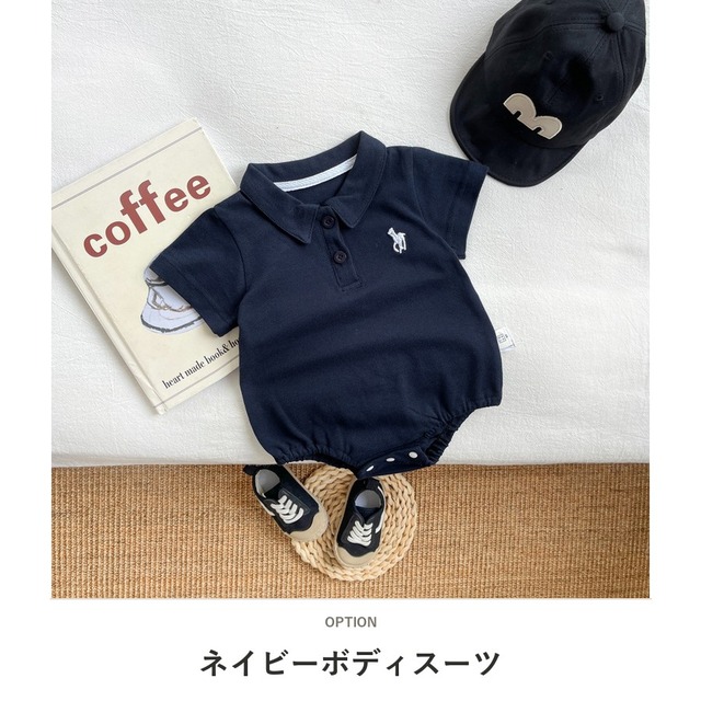 【兄妹服】ホース刺繍ポロロンパース/ポロショートオール - 2