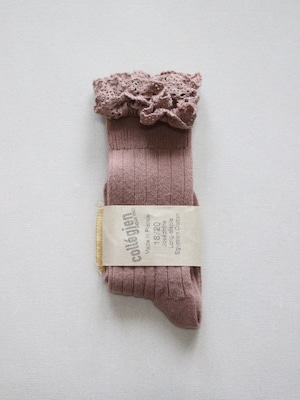 collegien  LACE TRIM KNEE-HIGHS SOCKS  Praline de Lyon