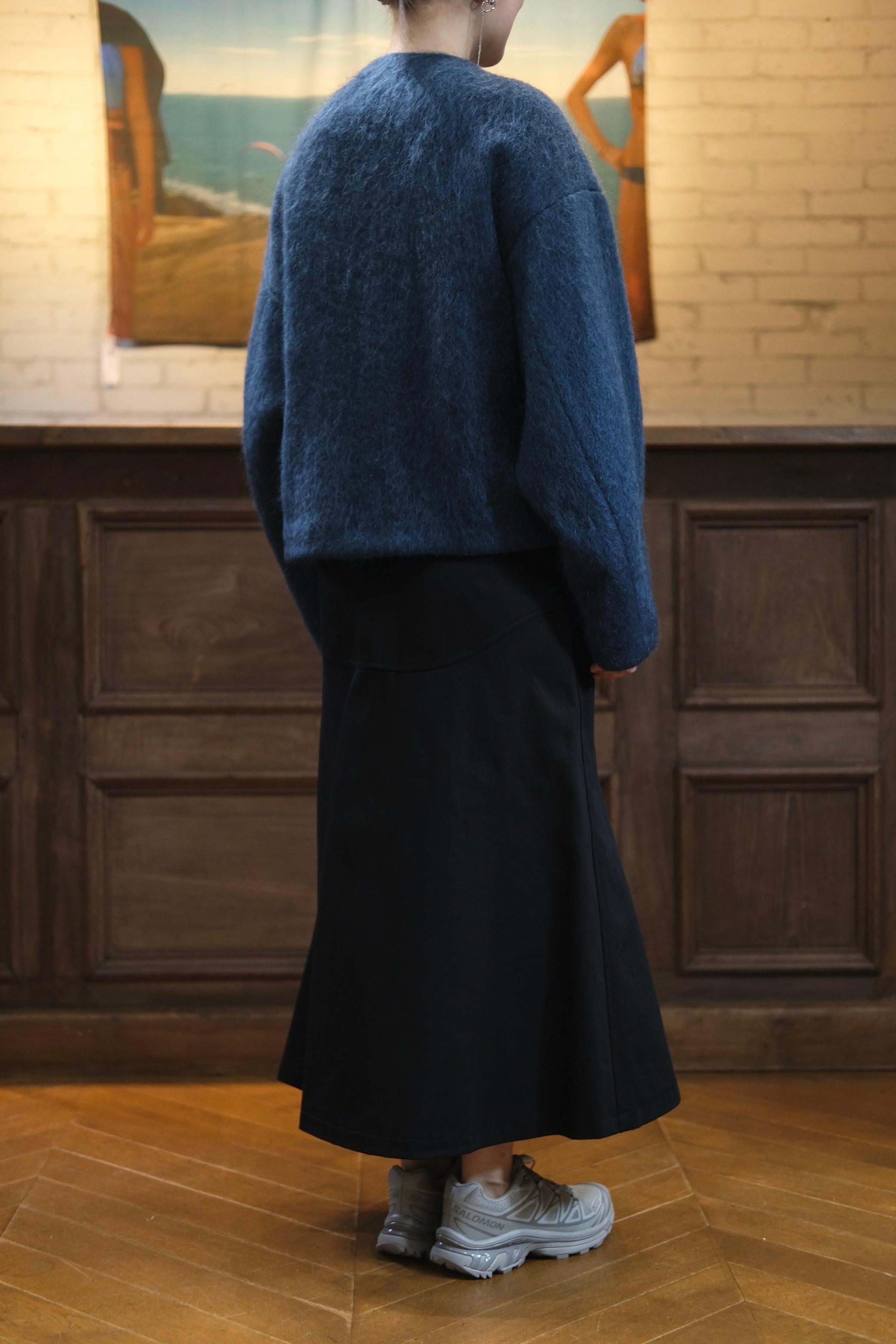 Mame Kurogouchi】Gradient Dye Mohair Cropped Coat - navy - | Pay ID