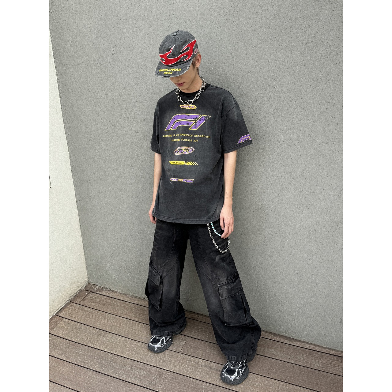 VINTAGE ストリート 汚れ加工 Tシャツ T1604