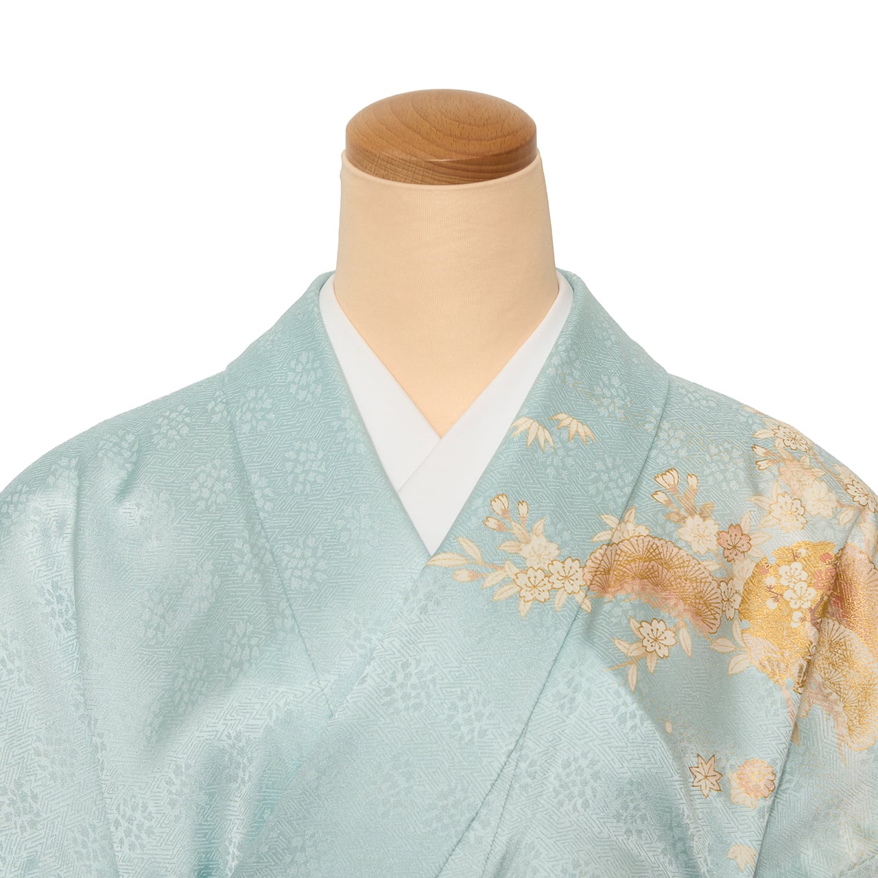 銀座つづれ屋扱 松林に雪輪の模様 友禅に金彩と刺繍訪問着 単衣着物