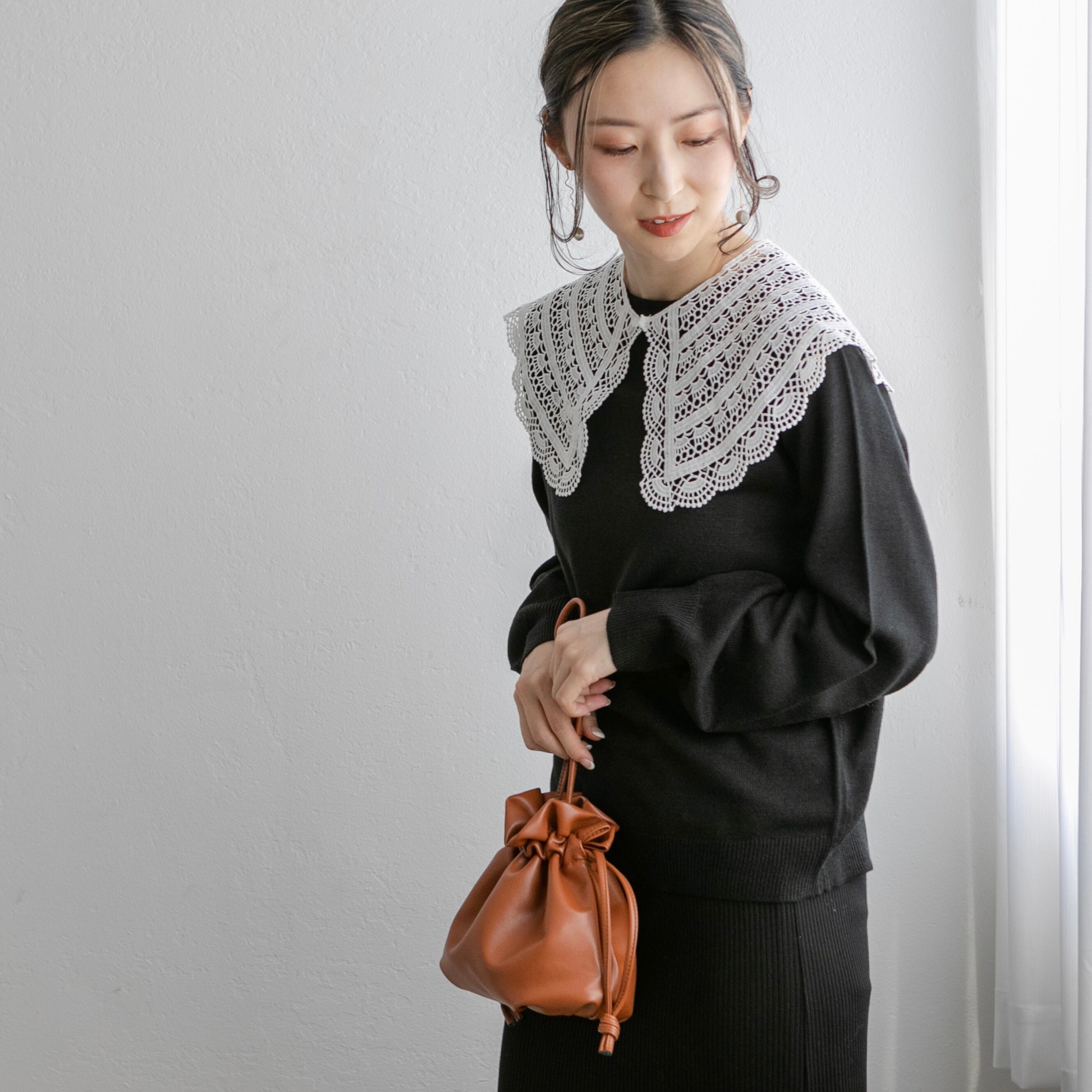 取り外しレース衿付きニット d Ihuu