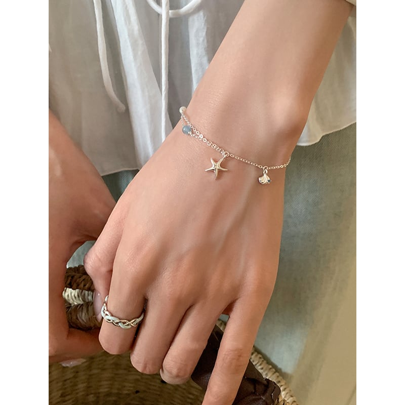 suzyaccシルバーヒトデ＆貝殻ブレスレット | Onionn