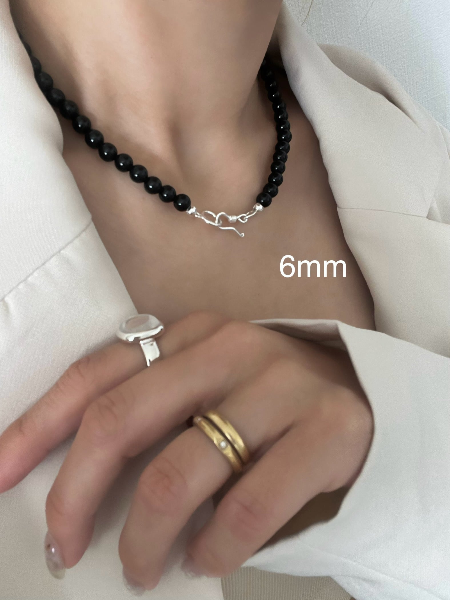 S925 Onyx 2way hook necklace (N241) | onesea