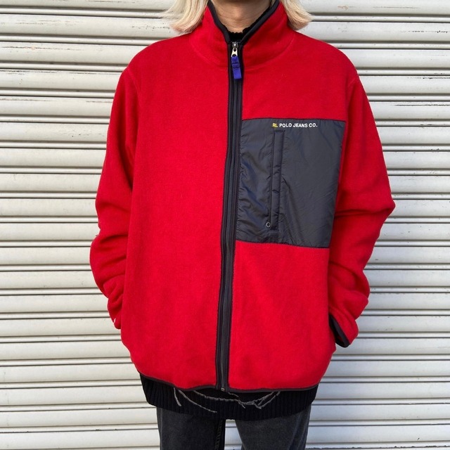 POLOJEANS ラルフローレン フリースジャケット RL-67 赤 XL
