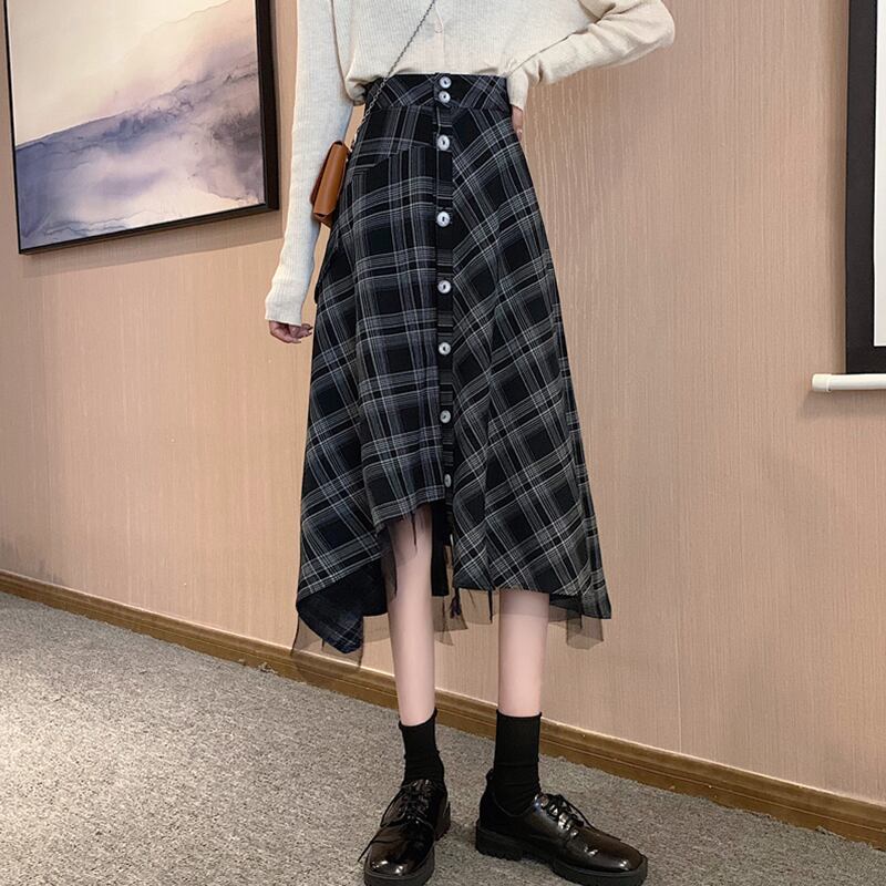 メッシュスカート レディーススプリングハイウェスト薄手Aライン 春物 ステッチ 萌量不足83280586299