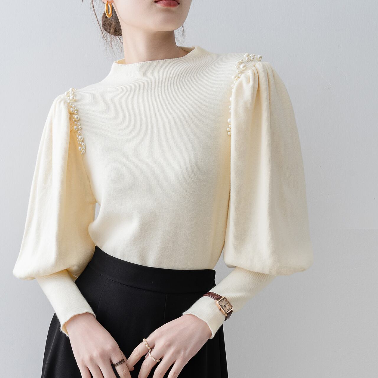 パール ランタンスリーブ トップス