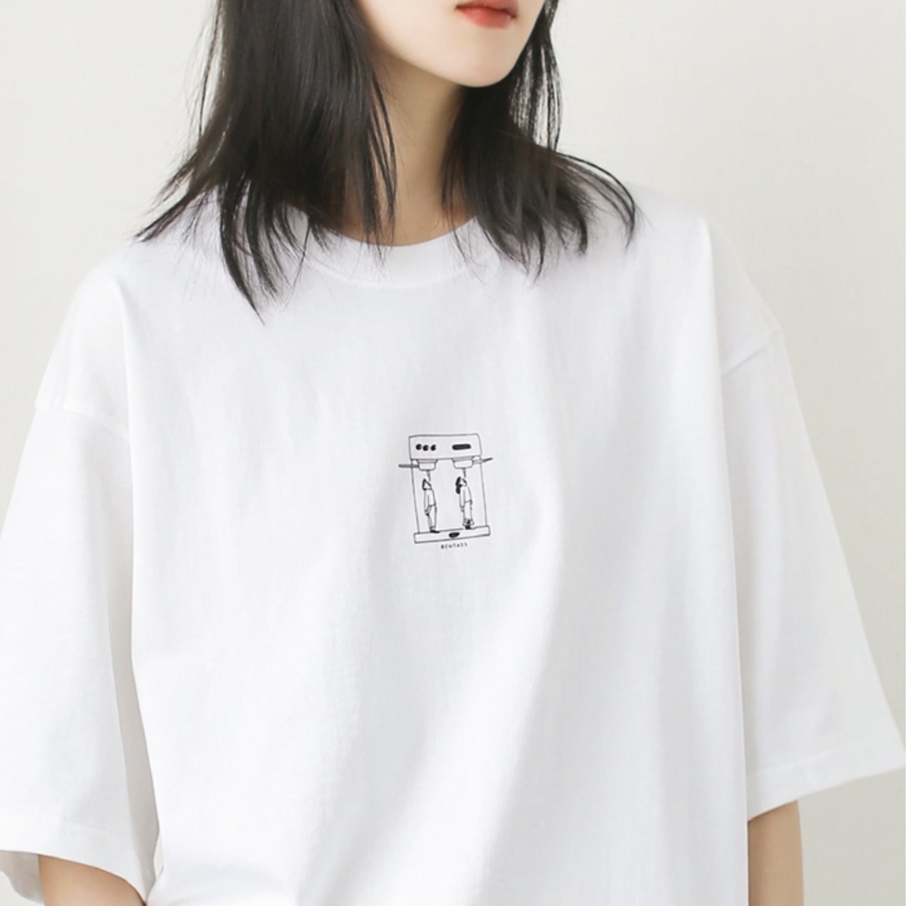 ミニプリントルーズコットンTシャツ A01465