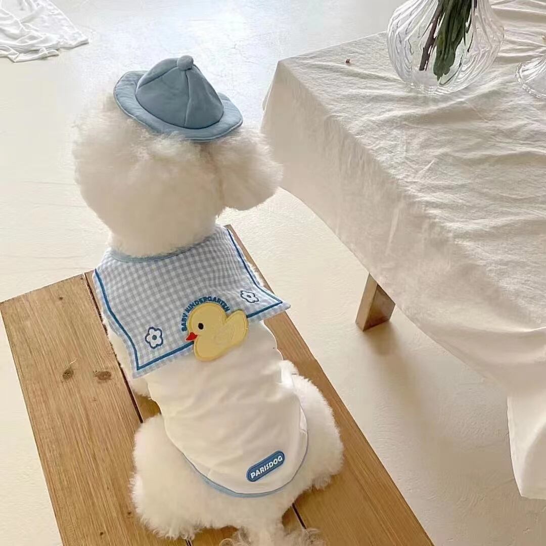 【全2色】アヒルのワンポイントカットソーと帽子 d1438