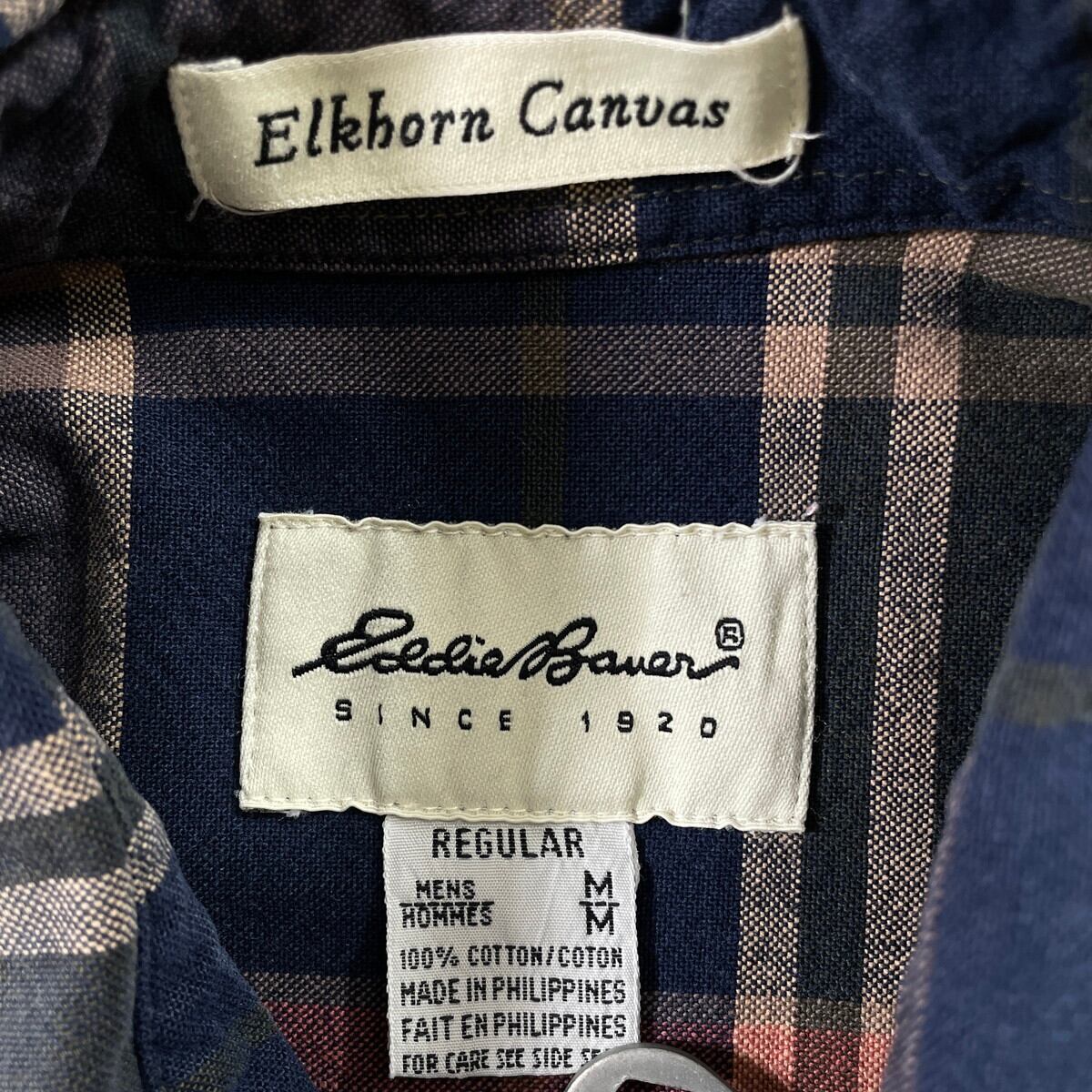 90年代 白タグ Eddie Bauer エディーバウアー Elkborn Canvas チェック