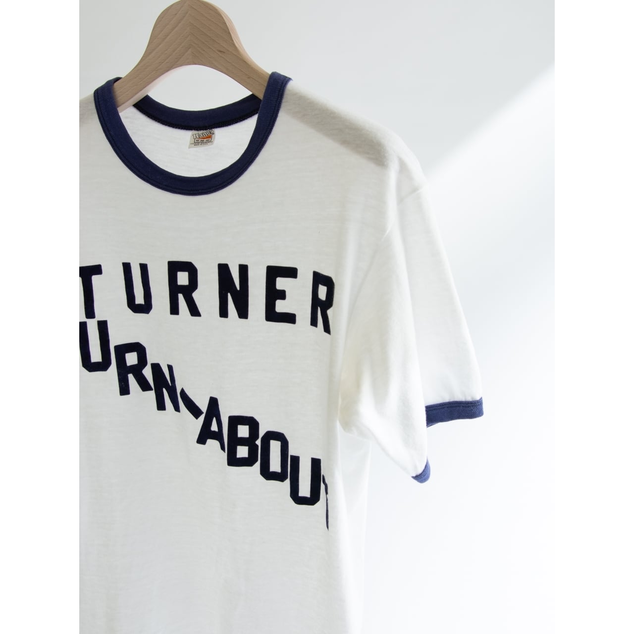 【Hanes】Made in U.S.A. 70's Flock Print Ringer T-shirt(ヘインズ アメリカ製 フロッキープリント リンガーTシャツ)