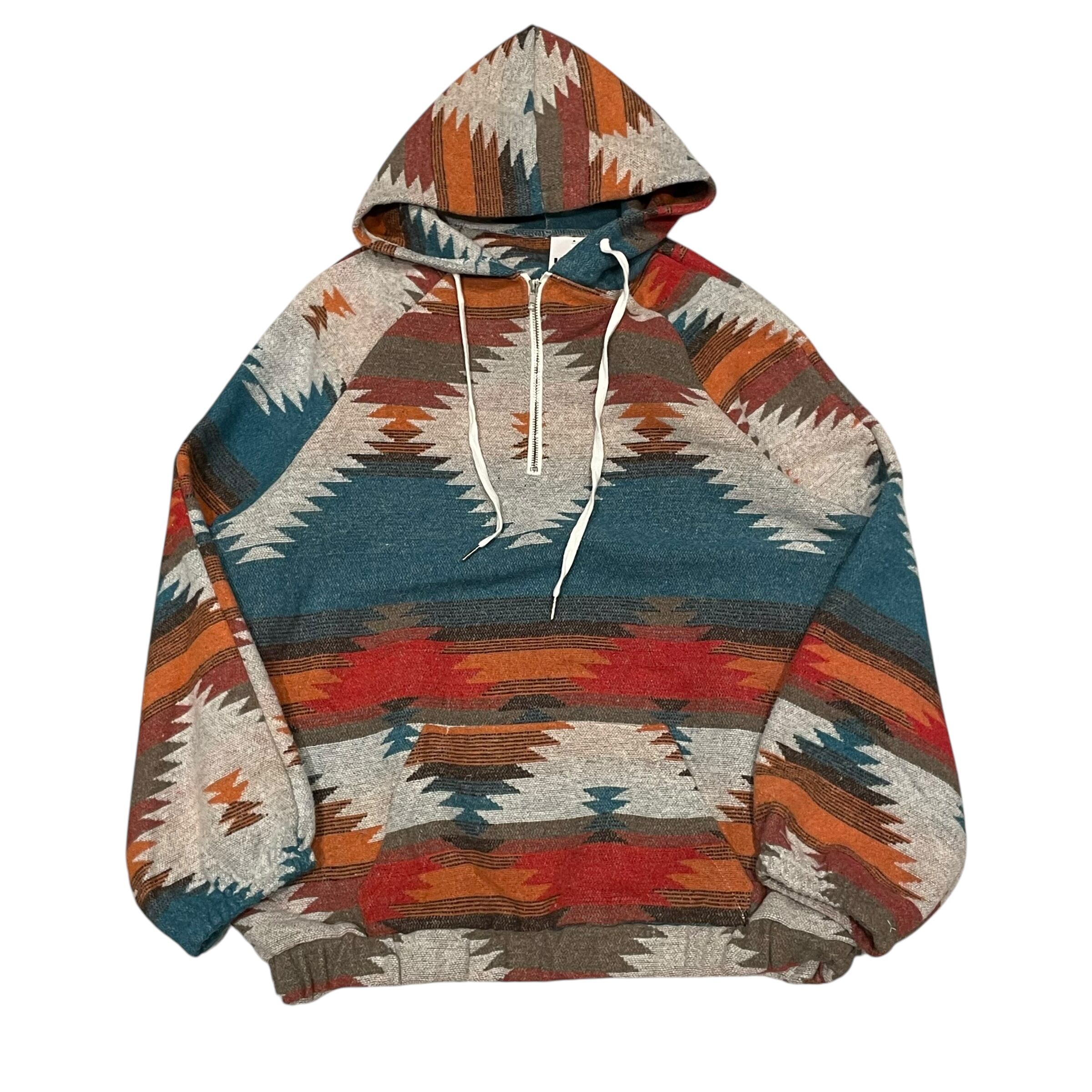 2000s hand made “native pattern” half zip hoodie