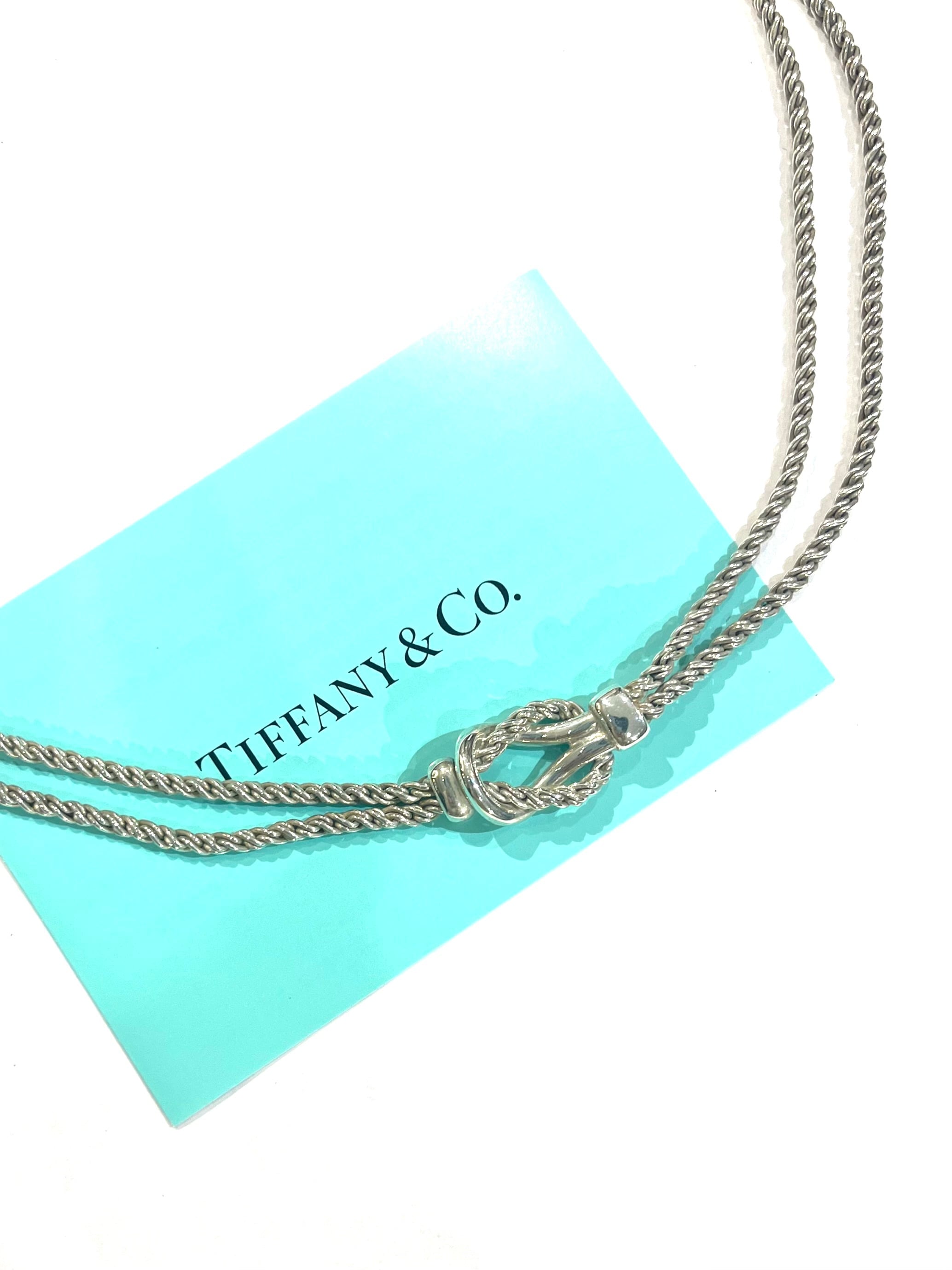 希少【TIFFANY&CO.】2216ツイストダブルロープネックレスシルバー925