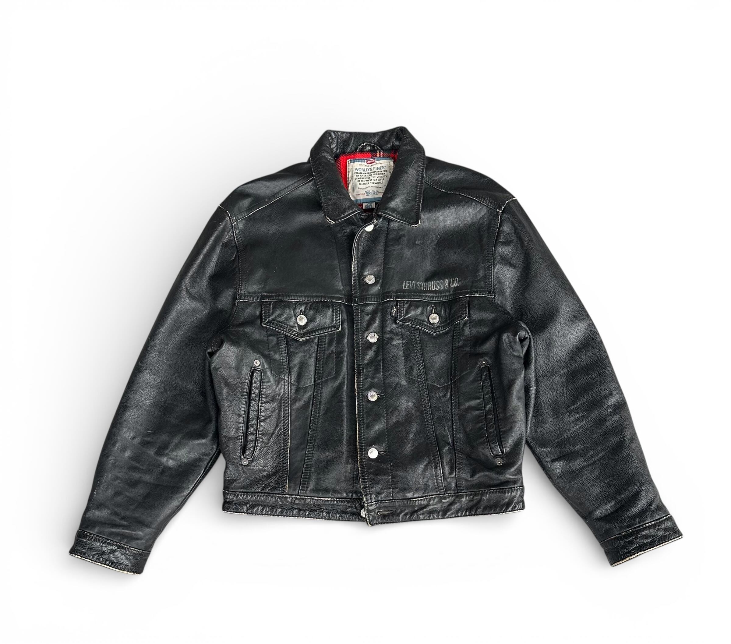 80's Levi's leather tracker jacket blactk L | VINTAGE-HEADS