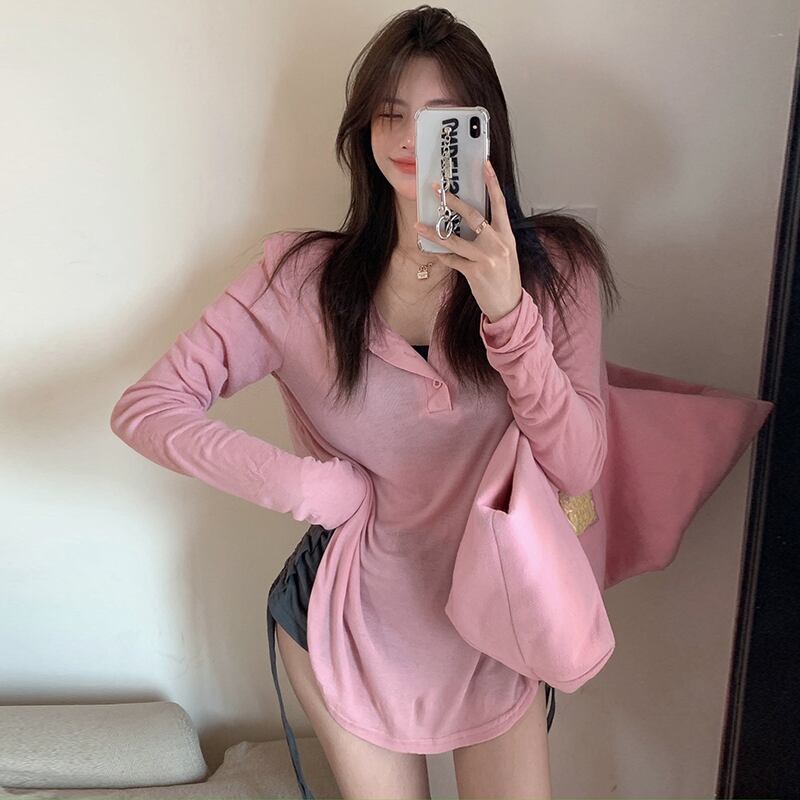 スタイル薄手シャツ ルーズカジュアルTシャツ トップス ロング ハンチェンe94194605028