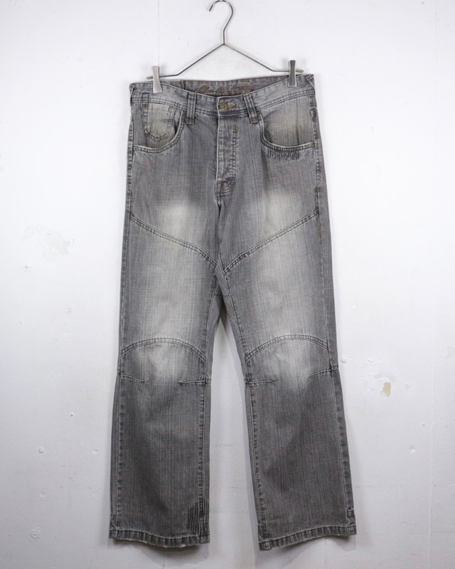 【Caka act2】“ANGELO LITRICO” Good Fade Gray Color Straight Silhouette Denim Pants