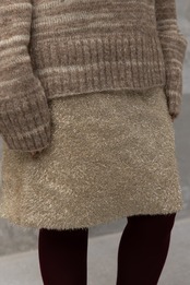 Shiny Shaggy Midi Length SKT Knit