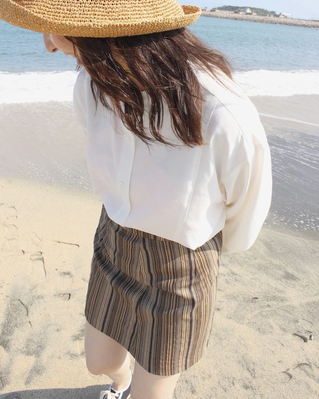 brown stripe mini skirt