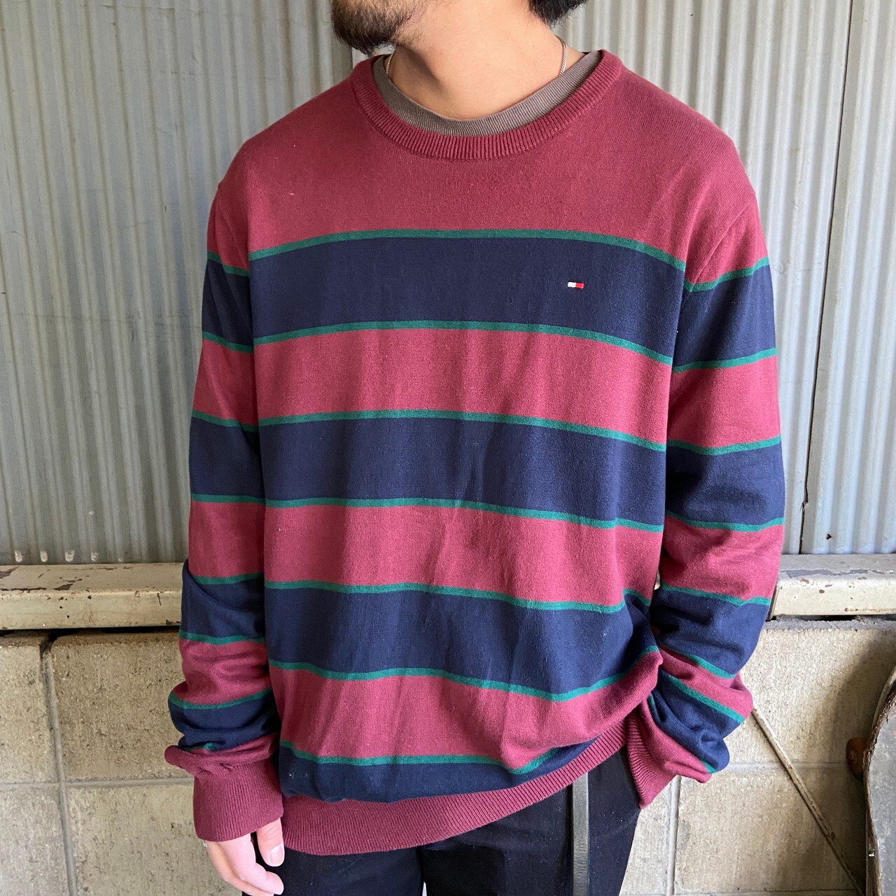 TOMMY HILFIGER トミーヒルフィガー ボーダー ニットセーター メンズXL 
