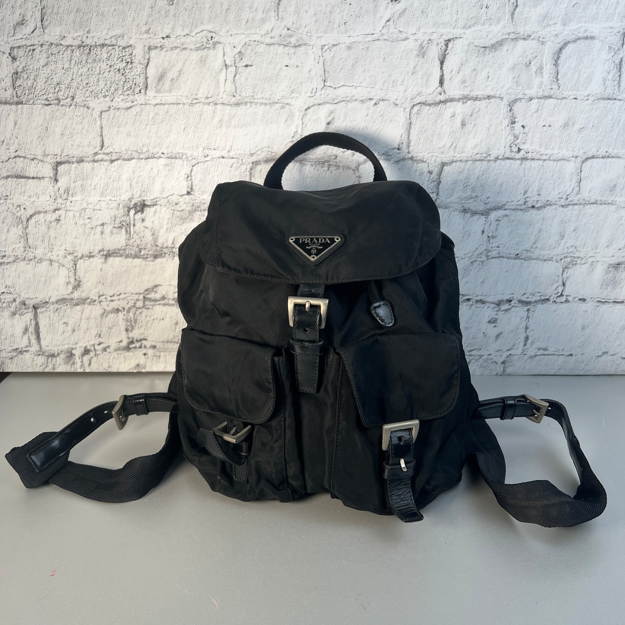 【最終処分SALE】PRADA プラダ   ナイロン リュック ブラック A-8828