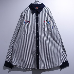 90s “Disney” Mickey & Minnie Embroiderey Stripe Shirt