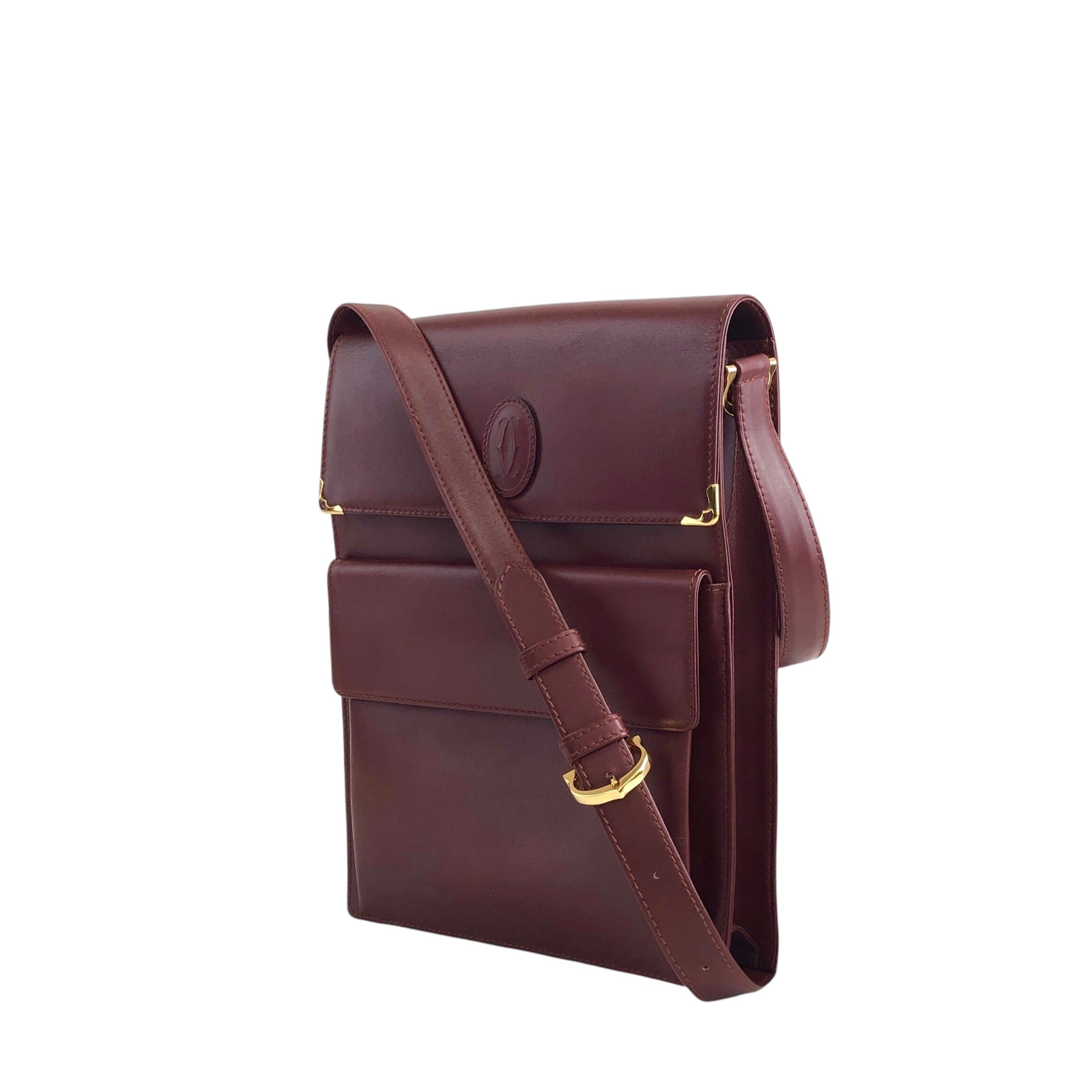 Cartier カルティエ マストライン ショルダーバッグ ボルドー レザー