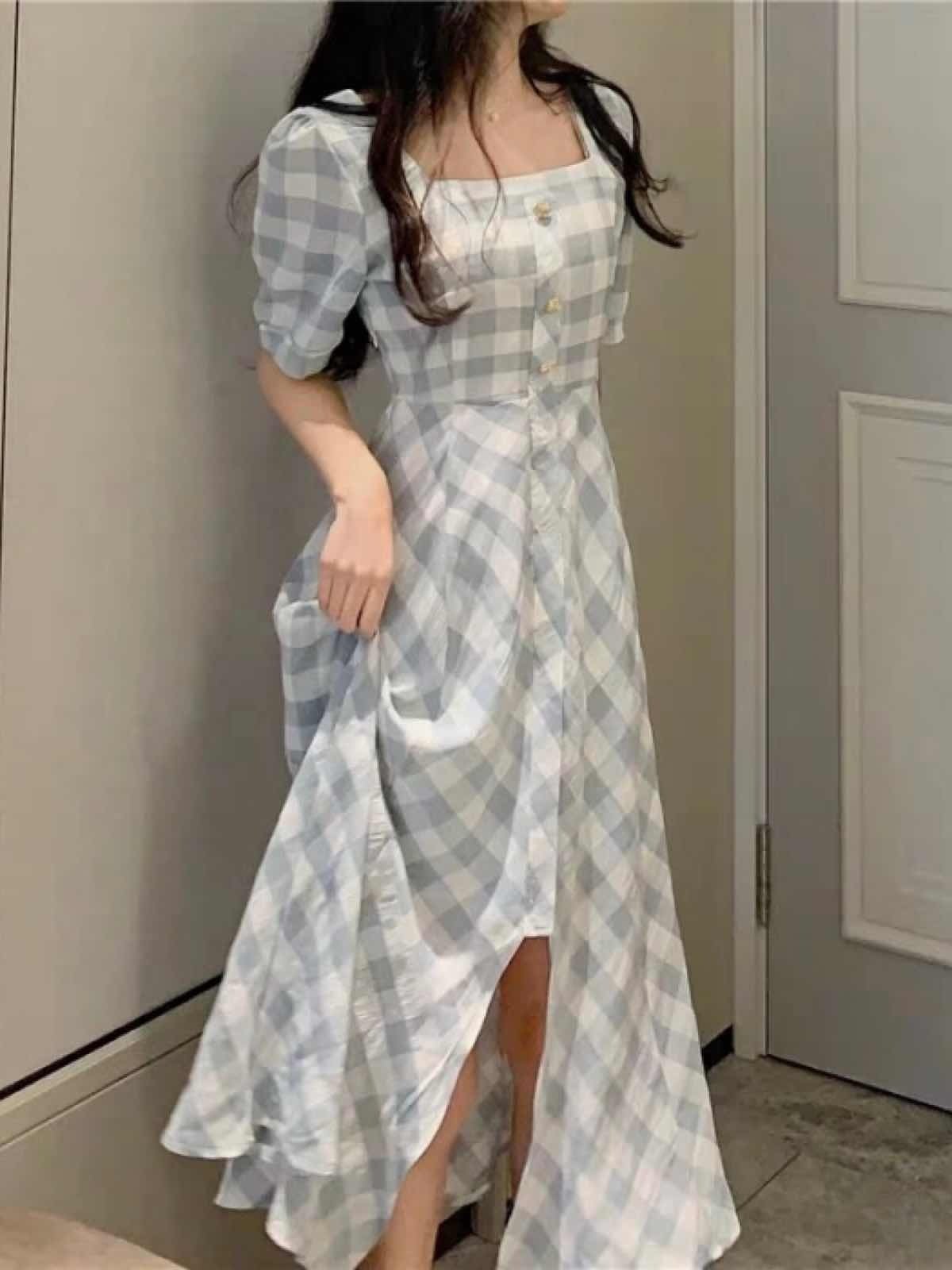 一着でスタイルアップ チェック柄ロングシャツワンピース 夏ワンピ 大人可愛い エレガント デート 大きいサイズ 韓国 CH4215 | chulachula【チュラチュラ】|可愛い大きいサイズ韓国レディースファッション通販