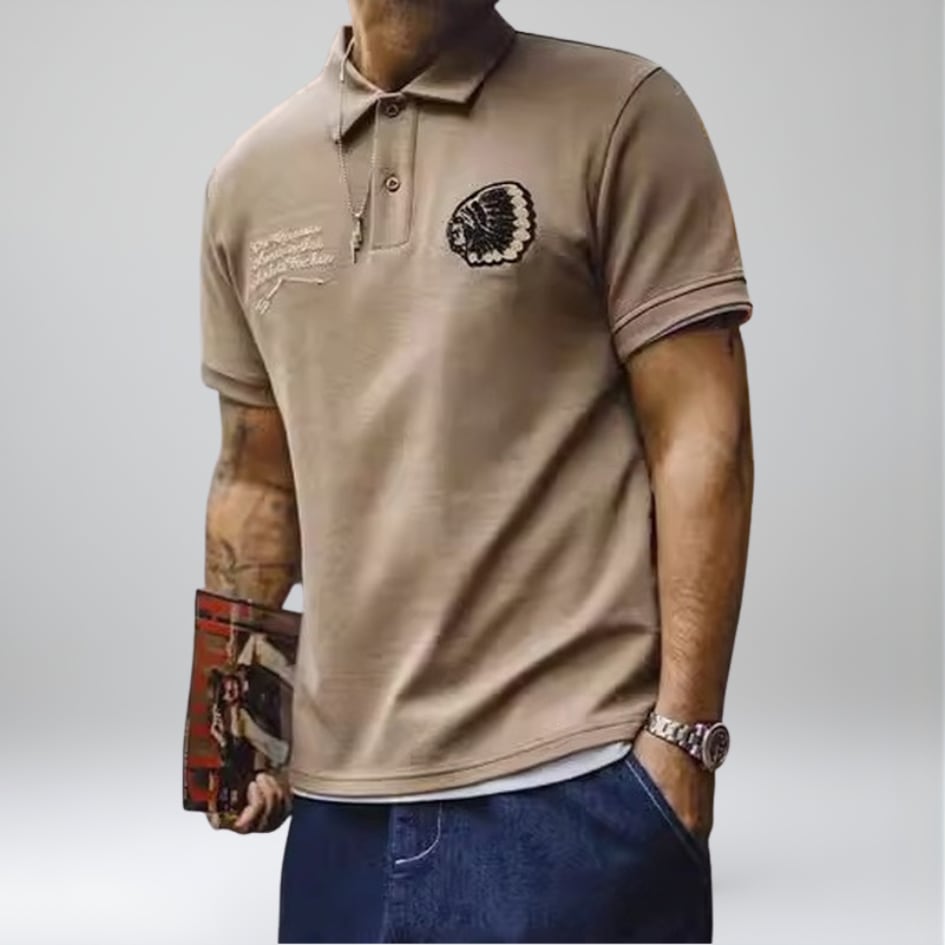 Open Collar Short Sleeve Standard Knit Polo Shirt ◇H1113