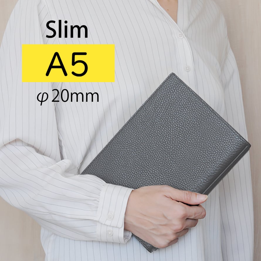 A5 Slim 折り返せるシステム手帳φ20mm(イタリアレザー)