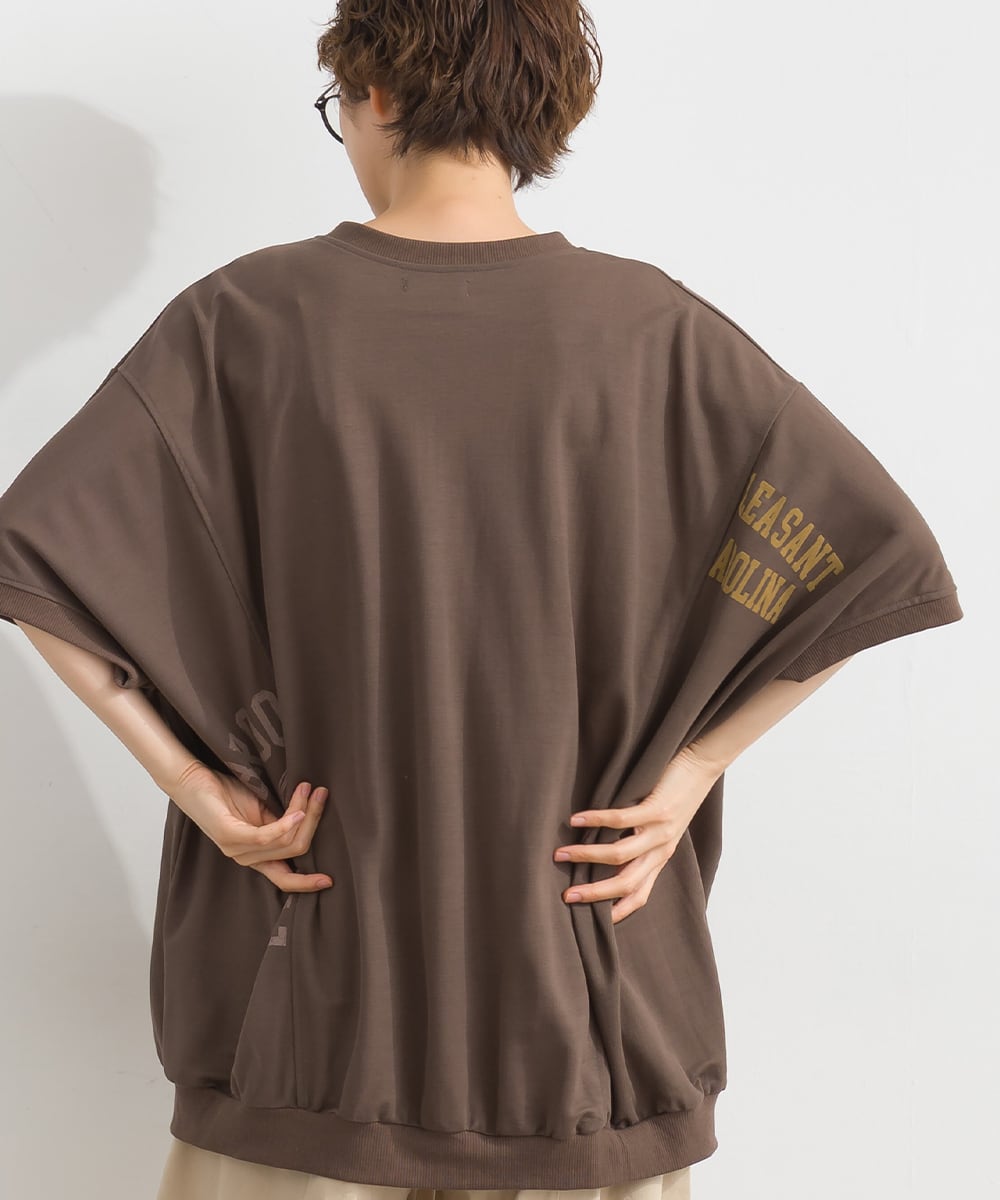 J262076 【接触冷感シリーズ】リメイク風ドルマンハーフZIPプリント