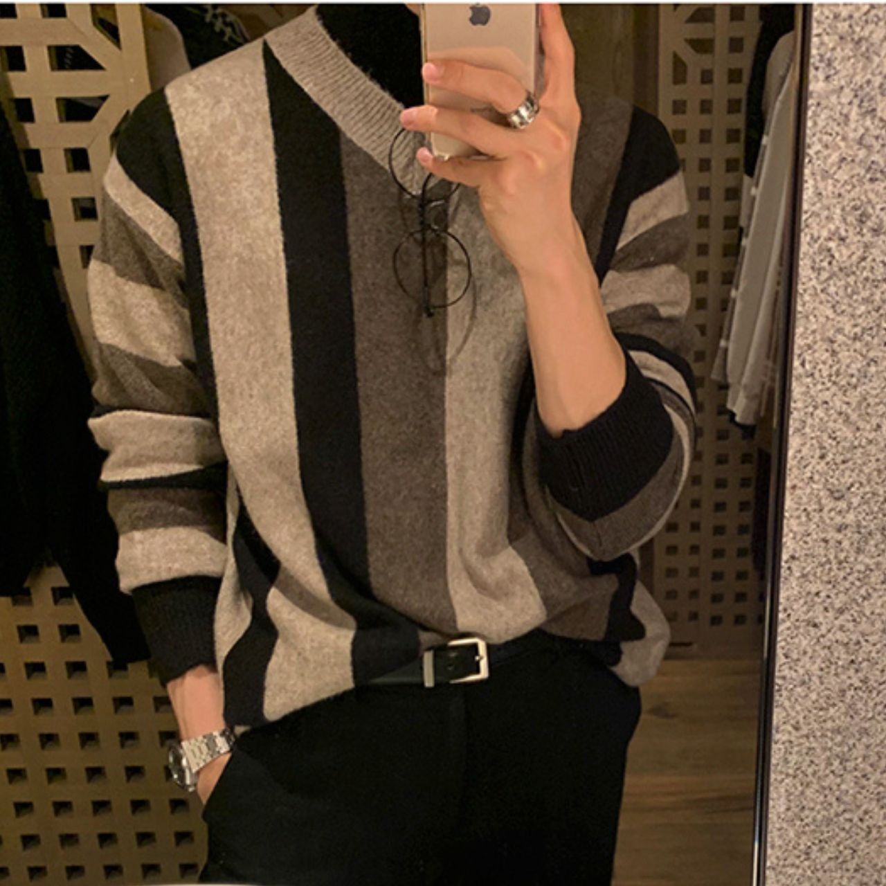 マルチストライプVニット　MT0080381