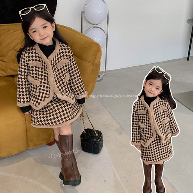 【90㎝-140㎝】セットアップ　ジャケット+スカート　2点セット　可愛い　フォーマル　子供服 人気　韓国版　可愛い