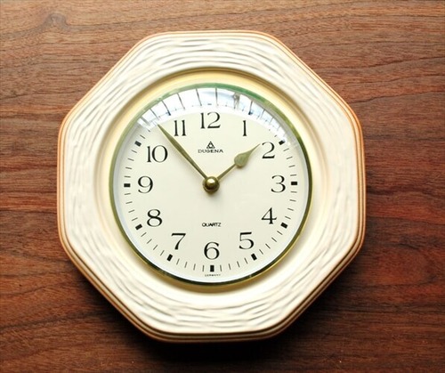 ドイツ製 DUGENA 陶器フレーム 壁時計 ドゥゲナ 電池式 ヴィンテージ 壁掛け時計 アンティーク キッチンクロック ig1369