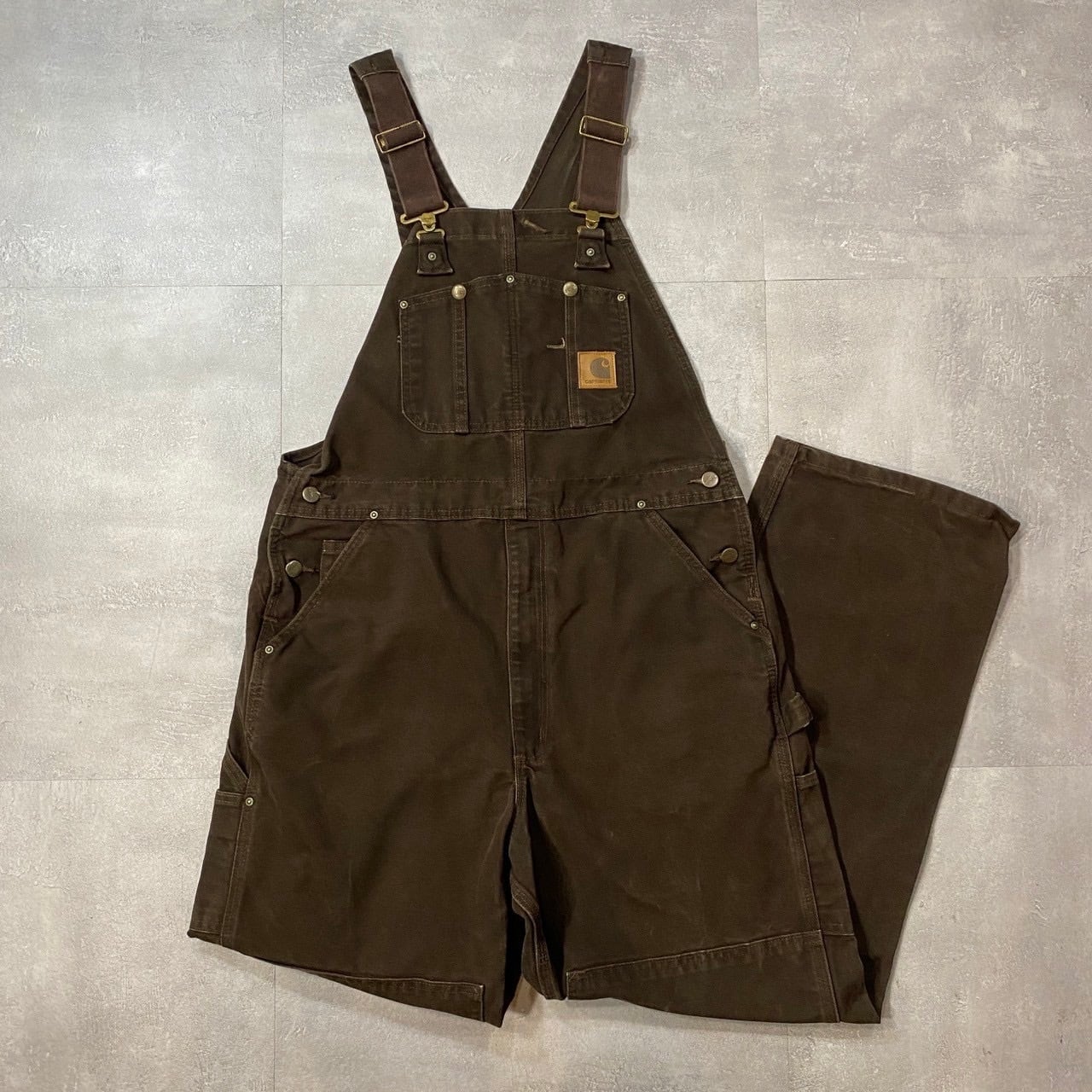 《実寸W36 L29》Carhartt カーハート オーバーオール ダブルニー ダークブラウン No.4160s
