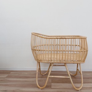 【数量限定】ラタン　ベビーベッド　(マットレス付)